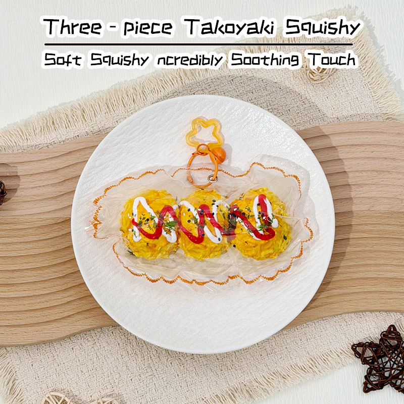 Three‑piece Takoyaki Squishy Toy