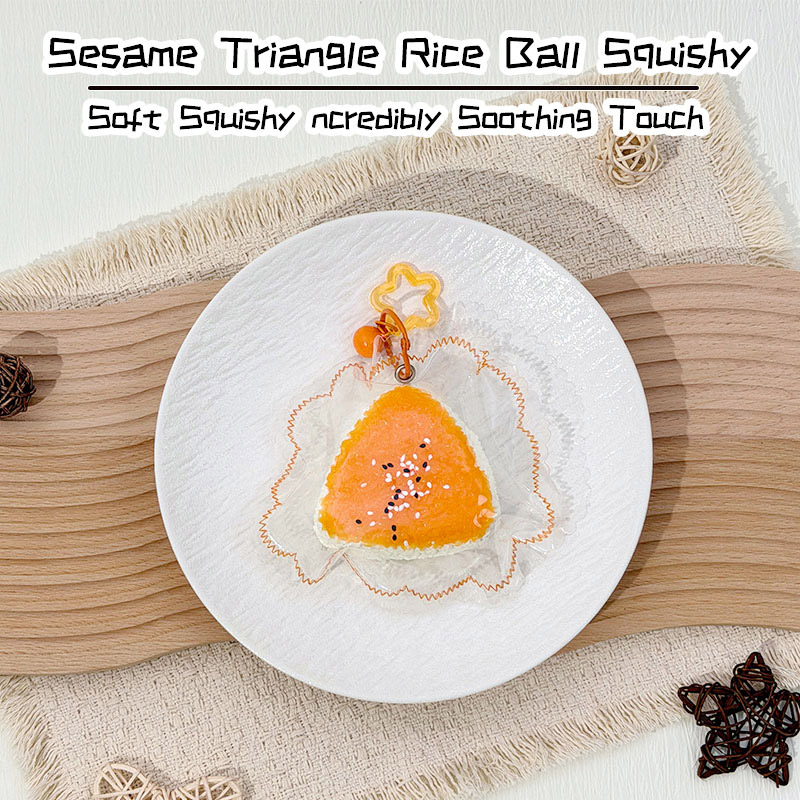 Sesame Triangle Rice Ball Squishy Toy